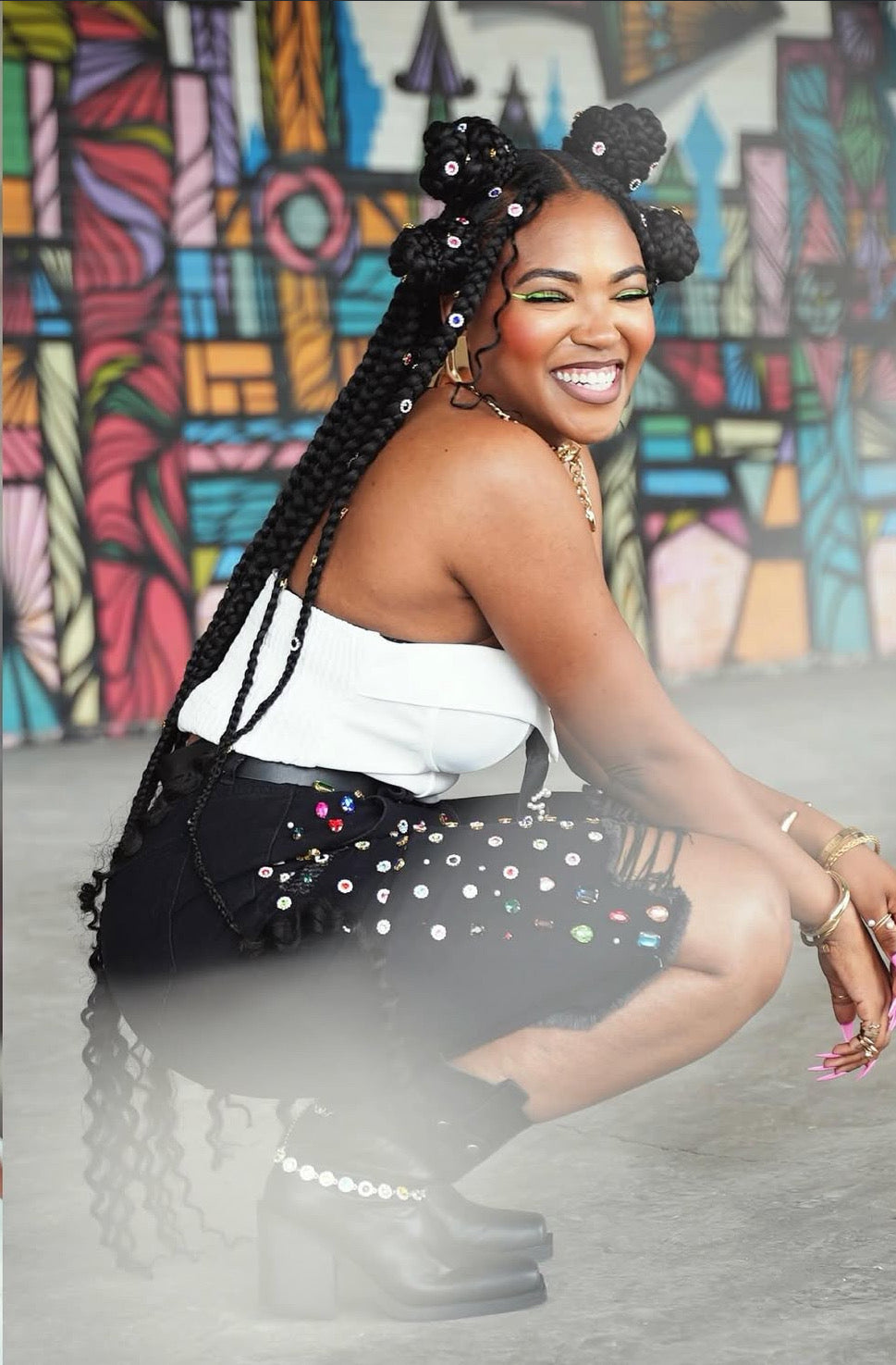 Rhinestone and pearl shorts