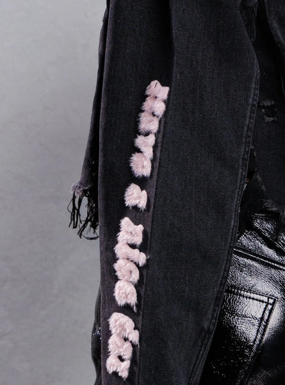 "Good Day" Cropped Distressed Denim Jacket